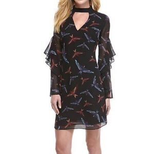 NWT Sam Edelman Black Bird Sleeved Dress Size 2